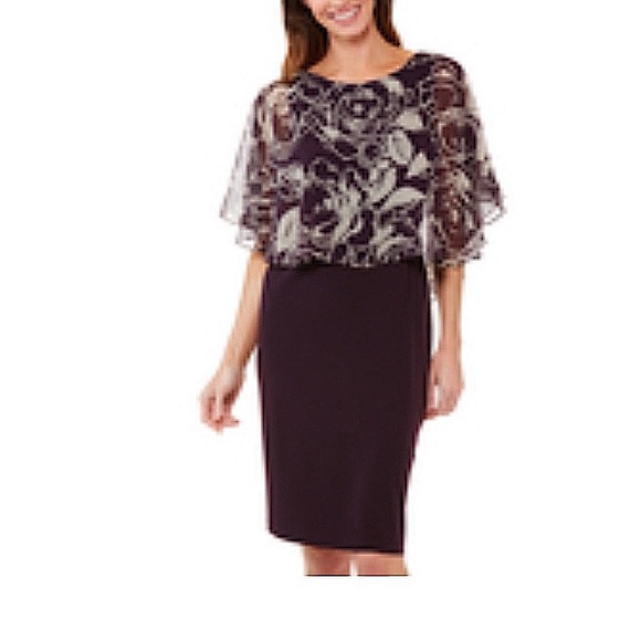 🆕 Connected Apparel Dark Floral Print Chiffon Dress - Picture 1 of 9